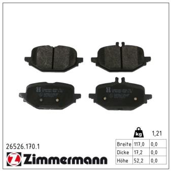 Jeu de 4 plaquettes de frein arrière ZIMMERMANN OEM A0004201304 Jeu de 4 plaquettes de frein arrière ZIMMERMANN OEM A0004201304