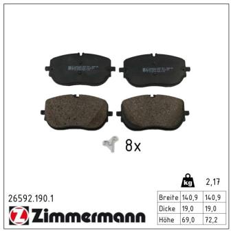 Jeu de 4 plaquettes de frein avant ZIMMERMANN OEM A0004200004