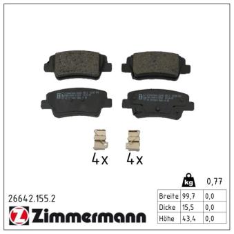 Jeu de 4 plaquettes de frein arrière ZIMMERMANN OEM 58302COA30