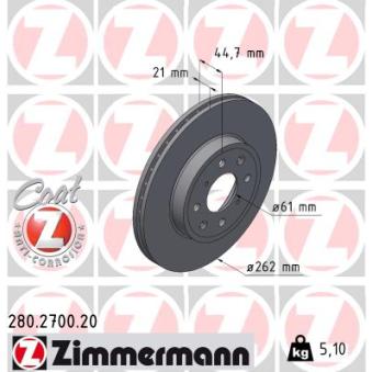 Jeu de 2 disques de frein avant ZIMMERMANN 280.2700.20