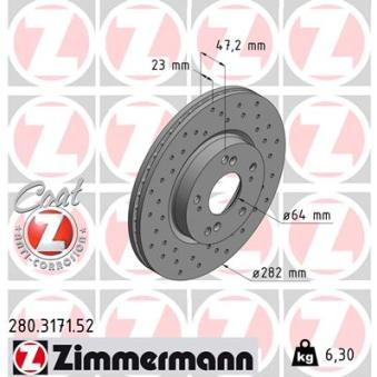 Jeu de 2 disques de frein avant ZIMMERMANN OEM 45251SMGG10