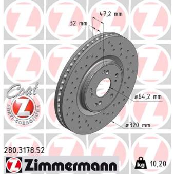Jeu de 2 disques de frein avant ZIMMERMANN OEM 45251TL0G50