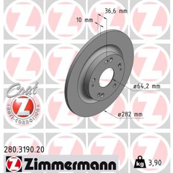 Jeu de 2 disques de frein arrière ZIMMERMANN OEM 42510TGNG00 Jeu de 2 disques de frein arrière ZIMMERMANN OEM 42510TGNG00