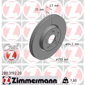 Jeu de 2 disques de frein avant ZIMMERMANN OEM 45251T2JH01
