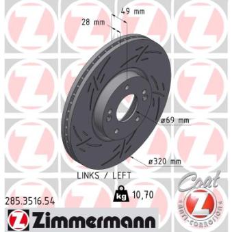 Disque de frein arrière gauche ZIMMERMANN OEM 517122W700