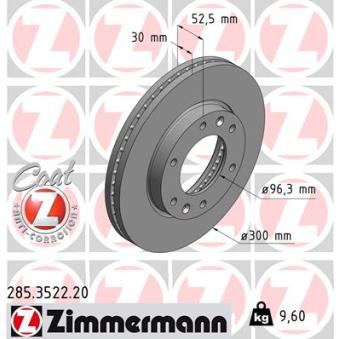 Jeu de 2 disques de frein avant ZIMMERMANN 285.3522.20 pour ALFA ROMEO SPIDER 2.5 CRDi - 110cv