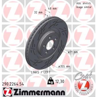 Disque de frein arrière gauche ZIMMERMANN 290.2264.54 pour JAGUAR XF 4.2 Kompressor - 416cv