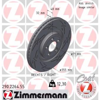 Disque de frein arrière droit ZIMMERMANN 290.2264.55 pour JAGUAR XF 4.2 Kompressor - 416cv