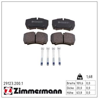 Jeu de 4 plaquettes de frein arrière ZIMMERMANN OEM 42560080