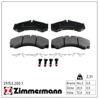 Jeu de 4 plaquettes de frein avant ZIMMERMANN OEM 0044201520