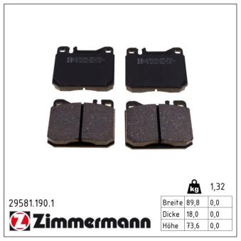 Jeu de 4 plaquettes de frein arrière ZIMMERMANN OEM 0024202420