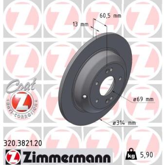 Jeu de 2 disques de frein arrière ZIMMERMANN 320.3821.20