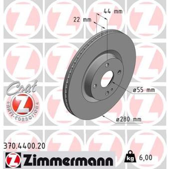 Jeu de 2 disques de frein avant ZIMMERMANN OEM 6000612391
