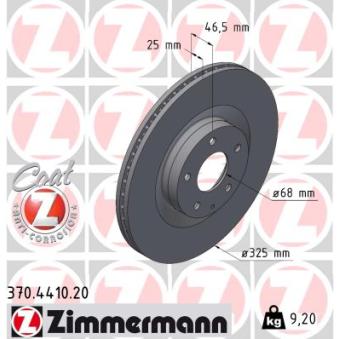 Jeu de 2 disques de frein avant ZIMMERMANN 370.4410.20 pour MAZDA MX-30 e-SKYACTIV - 143cv