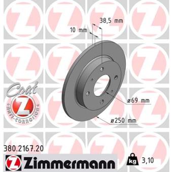 Jeu de 2 disques de frein arrière ZIMMERMANN 380.2167.20 pour TESLA MODEL X 1.3 - 95cv