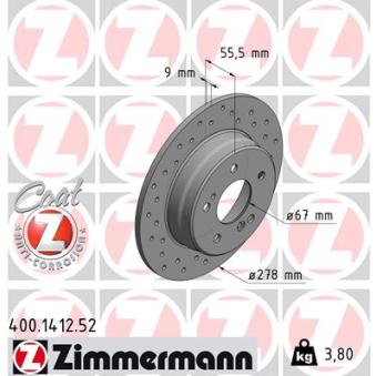 Jeu de 2 disques de frein arrière ZIMMERMANN OEM A2034230112