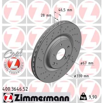 Jeu de 2 disques de frein avant ZIMMERMANN OEM 2034210412