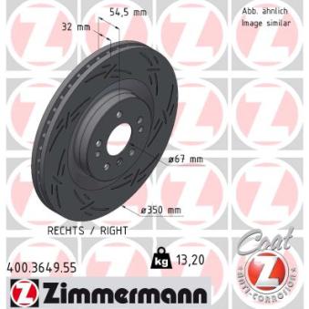 Disque de frein avant droit ZIMMERMANN 400.3649.55 pour MERCEDES-BENZ CLASSE R R 350 4-matic - 272cv