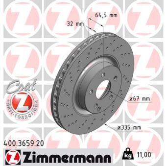 Jeu de 2 disques de frein avant ZIMMERMANN OEM A2214210612
