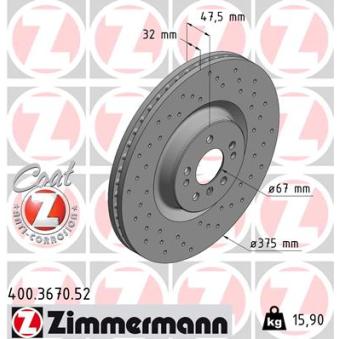 Jeu de 2 disques de frein avant ZIMMERMANN OEM 1644211512