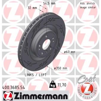 Disque de frein arrière gauche ZIMMERMANN OEM 1664211012