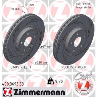 Jeu de 2 disques de frein avant ZIMMERMANN OEM 402065DH0A