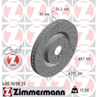 Jeu de 2 disques de frein avant ZIMMERMANN OEM A1664210512