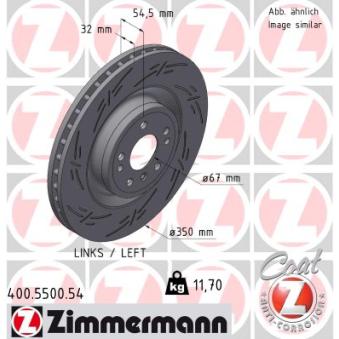 Disque de frein arrière gauche ZIMMERMANN OEM 1664211400