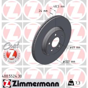 Jeu de 2 disques de frein arrière ZIMMERMANN 400.5524.30 pour HONDA CRX E 350 e - 320cv