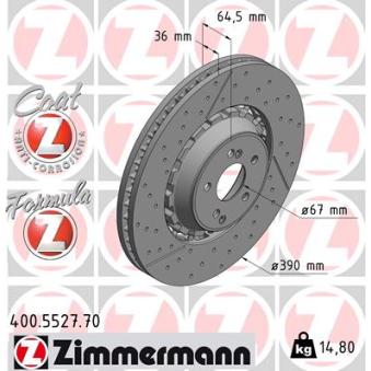 Jeu de 2 disques de frein avant ZIMMERMANN [400.5527.70]