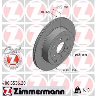 Jeu de 2 disques de frein arrière ZIMMERMANN OEM 4704230200