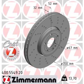 Jeu de 2 disques de frein avant ZIMMERMANN 400.5549.20 pour MERCEDES-BENZ CLA AMG CLA 45 4-matic+ - 387cv