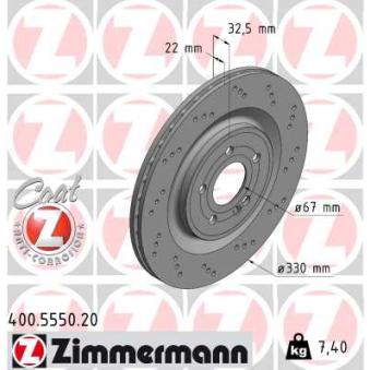 Jeu de 2 disques de frein arrière ZIMMERMANN 400.5550.20