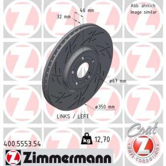 Disque de frein arrière gauche ZIMMERMANN 400.5553.54 pour MERCEDES-BENZ CLASSE A AMG A 35 4-matic - 306cv