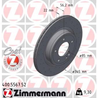 Jeu de 2 disques de frein arrière ZIMMERMANN 400.5567.52
