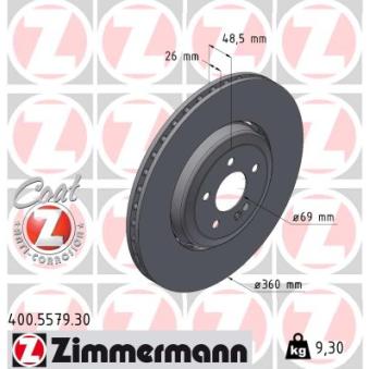 Jeu de 2 disques de frein arrière ZIMMERMANN [400.5579.30]