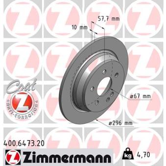 Jeu de 2 disques de frein arrière ZIMMERMANN OEM 6394230112