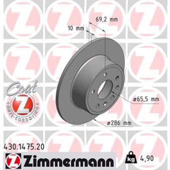 Jeu de 2 disques de frein arrière ZIMMERMANN OEM 4839338