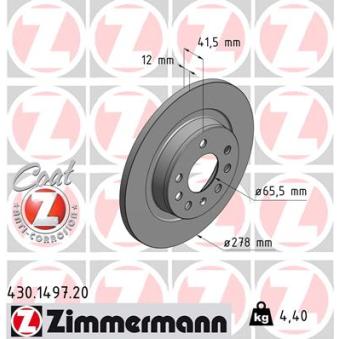 Jeu de 2 disques de frein arrière ZIMMERMANN OEM 46836489
