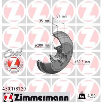 Tambour de frein ZIMMERMANN OEM 418025