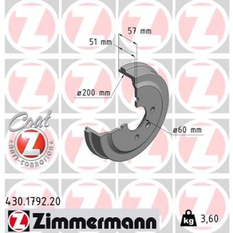 Tambour de frein ZIMMERMANN 430.1792.20