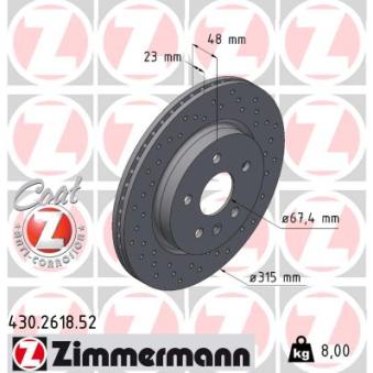 Jeu de 2 disques de frein arrière ZIMMERMANN OEM 13502199