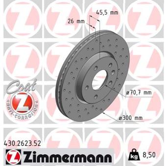 Jeu de 2 disques de frein avant ZIMMERMANN OEM 13503988