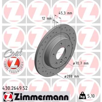 Jeu de 2 disques de frein arrière ZIMMERMANN OEM 13517857