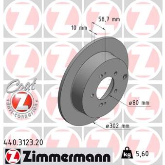 Jeu de 2 disques de frein arrière ZIMMERMANN OEM 424962