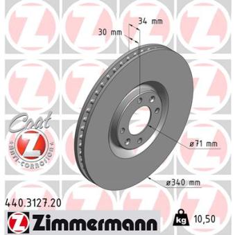 Jeu de 2 disques de frein avant ZIMMERMANN OEM 1611841480