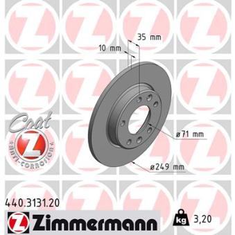Jeu de 2 disques de frein arrière ZIMMERMANN OEM 1610761980