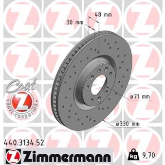 Jeu de 2 disques de frein avant ZIMMERMANN OEM 9804605780