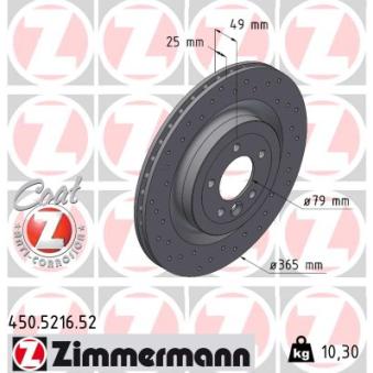 Jeu de 2 disques de frein arrière ZIMMERMANN OEM LR099038