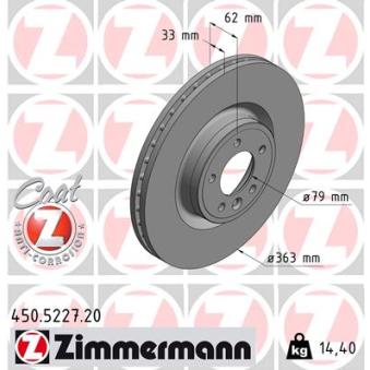 Jeu de 2 disques de frein avant ZIMMERMANN OEM LR098967 Jeu de 2 disques de frein avant ZIMMERMANN OEM LR098967